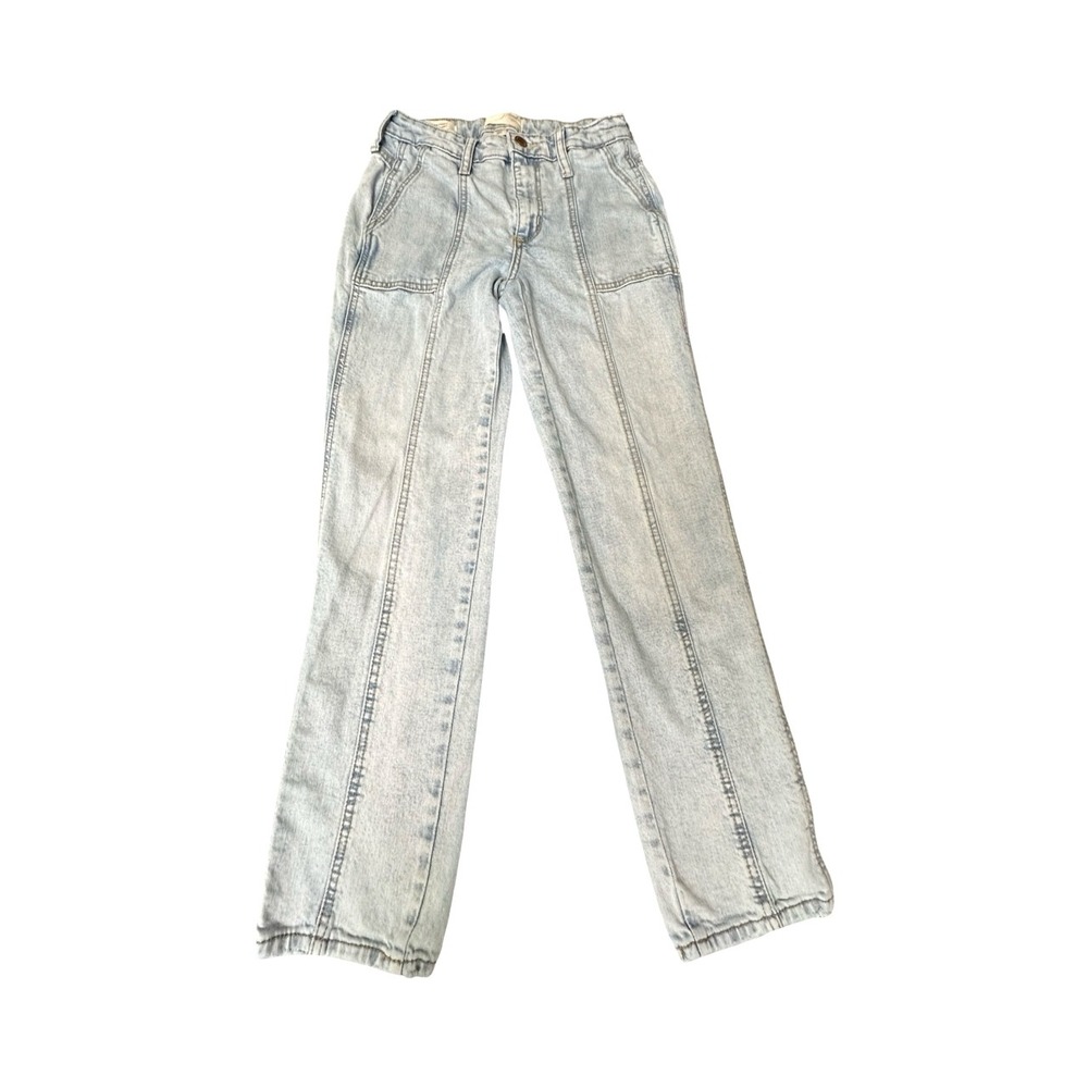 Universal Thread Jeans Womens 00/24R Light Wash High Rise Slim Straight Paneled